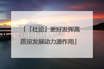 「社论」更好发挥高质量发展动力源作用
