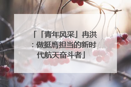 「青年风采」冉洪：做挺膺担当的新时代航天奋斗者