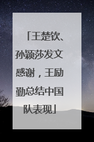 王楚钦、孙颖莎发文感谢，王励勤总结中国队表现