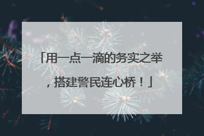 用一点一滴的务实之举，搭建警民连心桥！