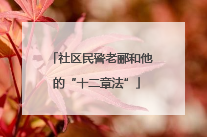 社区民警老郦和他的“十二章法”