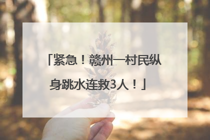 紧急！赣州一村民纵身跳水连救3人！