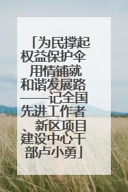为民撑起权益保护伞 用情铺就和谐发展路——记全国先进工作者、新区项目建设中心干部卢小勇