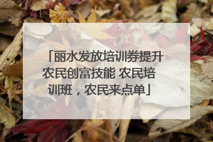 丽水发放培训券提升农民创富技能 农民培训班，农民来点单