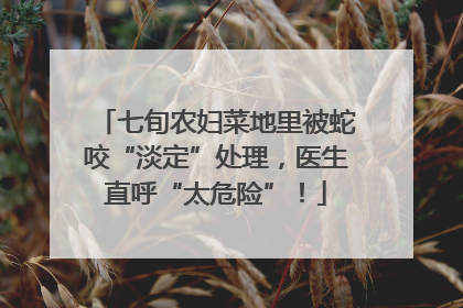 七旬农妇菜地里被蛇咬“淡定”处理，医生直呼“太危险”！