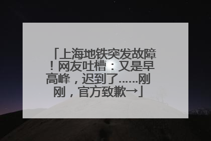 上海地铁突发故障！网友吐槽：又是早高峰，迟到了……刚刚，官方致歉→