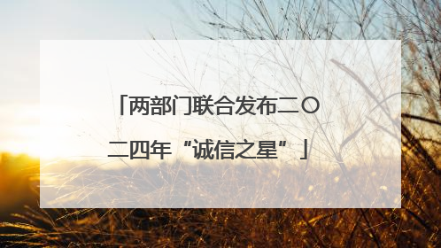两部门联合发布二〇二四年“诚信之星”