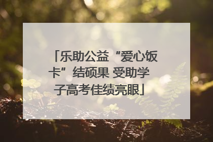 乐助公益“爱心饭卡”结硕果 受助学子高考佳绩亮眼