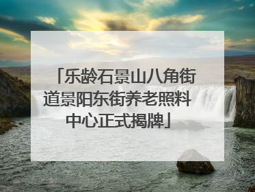 乐龄石景山八角街道景阳东街养老照料中心正式揭牌