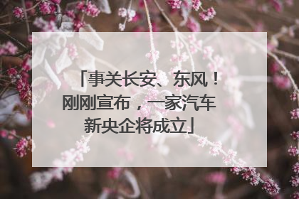事关长安、东风！刚刚宣布，一家汽车新央企将成立