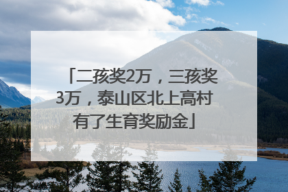 二孩奖2万，三孩奖3万，泰山区北上高村有了生育奖励金