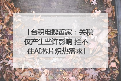 台积电魏哲家：关税仅产生些许影响 拦不住AI芯片炽热需求
