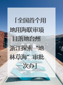 全国首个用地用海联审项目落地台州 浙江探索“地林草海”审批一次办