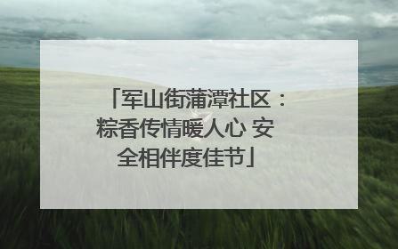 军山街蒲潭社区：粽香传情暖人心 安全相伴度佳节