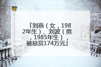 刘燕（女，1982年生）、刘波（男，1985年生），被悬赏174万元