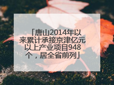 唐山2014年以来累计承接京津亿元以上产业项目948个，居全省前列