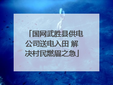 国网武胜县供电公司送电入田 解决村民燃眉之急
