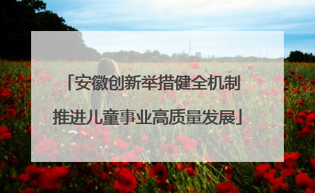 安徽创新举措健全机制 推进儿童事业高质量发展