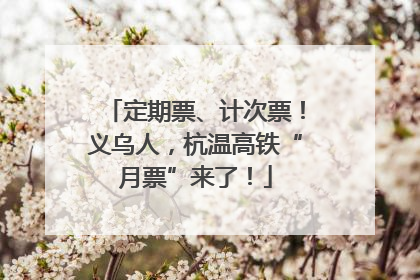 定期票、计次票！义乌人，杭温高铁“月票”来了！