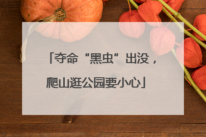 夺命“黑虫”出没，爬山逛公园要小心