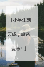 小学生刘云成，点名表扬！