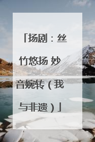 扬剧：丝竹悠扬 妙音婉转（我与非遗）