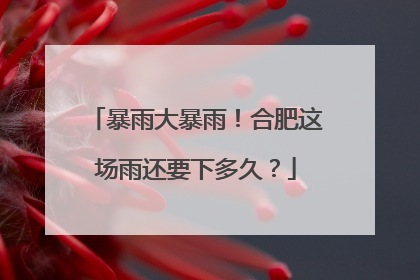 暴雨大暴雨！合肥这场雨还要下多久？