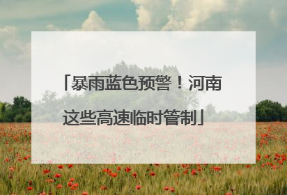 暴雨蓝色预警！河南这些高速临时管制