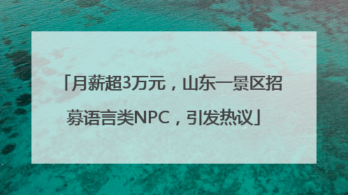 月薪超3万元，山东一景区招募语言类NPC，引发热议