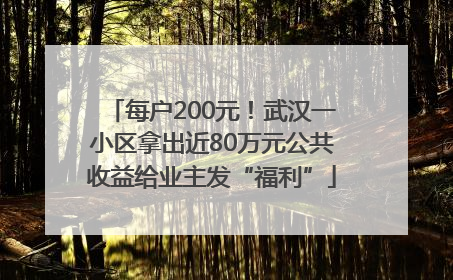 每户200元！武汉一小区拿出近80万元公共收益给业主发“福利”