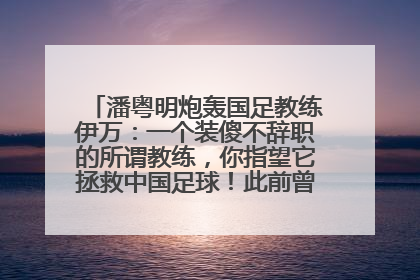 潘粤明炮轰国足教练伊万：一个装傻不辞职的所谓教练，你指望它拯救中国足球！此前曾多次发文评价国足