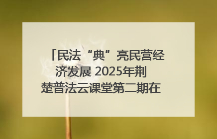 民法“典”亮民营经济发展 2025年荆楚普法云课堂第二期在武汉客厅开讲