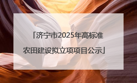 济宁市2025年高标准农田建设拟立项项目公示