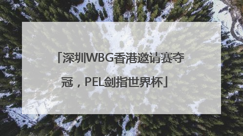 深圳WBG香港邀请赛夺冠，PEL剑指世界杯