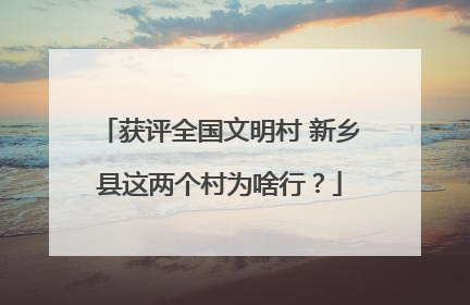 获评全国文明村 新乡县这两个村为啥行？