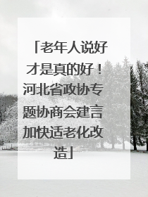 老年人说好才是真的好！河北省政协专题协商会建言加快适老化改造