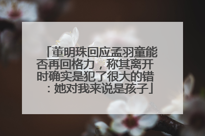 董明珠回应孟羽童能否再回格力，称其离开时确实是犯了很大的错：她对我来说是孩子