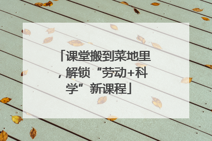 课堂搬到菜地里，解锁“劳动+科学”新课程
