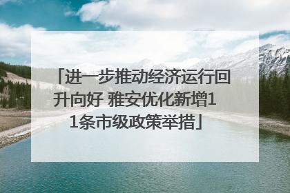 进一步推动经济运行回升向好 雅安优化新增11条市级政策举措