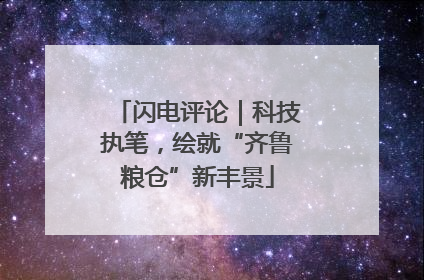 闪电评论｜科技执笔，绘就“齐鲁粮仓”新丰景