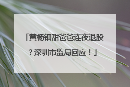 黄杨钿甜爸爸连夜退股？深圳市监局回应！