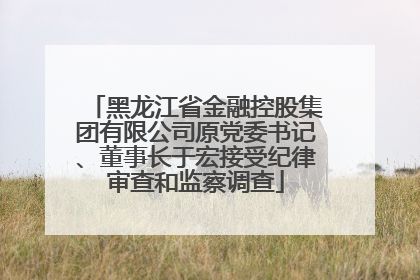 黑龙江省金融控股集团有限公司原党委书记、董事长于宏接受纪律审查和监察调查