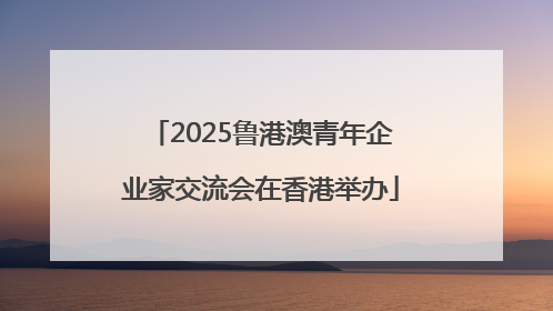 2025鲁港澳青年企业家交流会在香港举办